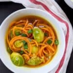 Brussel Sprouts Sweet Potato Noodle Soup