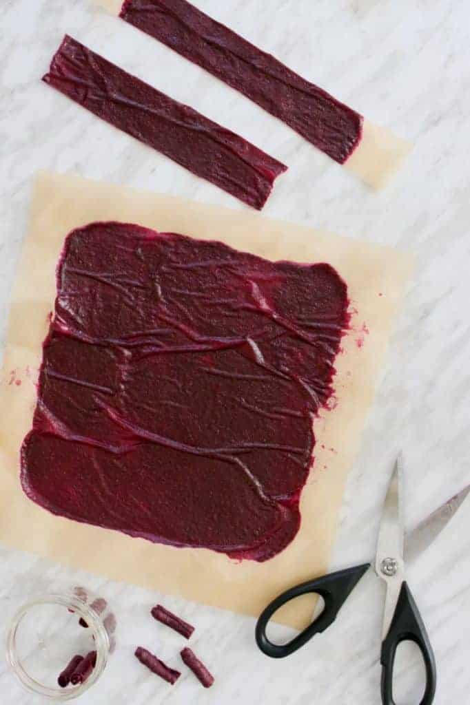 SCOBY Fruit Leather | Cutting into Strips | melissatorio.com